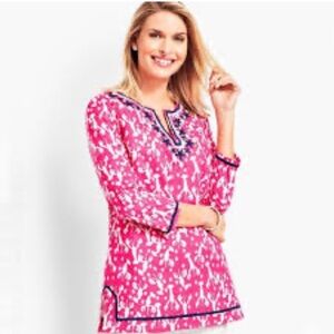 Beautiful Talbots‎ Lobster Print Tunic Top M Medium Beach Preppy Cruise Vacation
